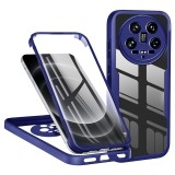 Husa 360 Xiaomi 14 Ultra, fata-spate, transparenta cu rama albastra, antisoc, compatibila wireless , Techsuit