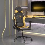 VidaXL Scaun de gaming de masaj, negru și auriu, piele ecologică