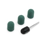 Cumpara ieftin Set suport si 3 bucati smirghel rezerva pentru freza unghii, 10*15mm, verde, granulatie 80, Global Fashion