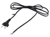 Cablu 2x0,75mm2 CEE 7/16 (C) cu mufă PVC 2m negru 2,5A POS
