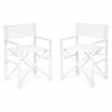 Set 2 scaune pentru exterior Director, 57x86x43 cm, aluminiu, alb