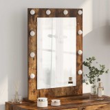 VidaXL Oglindă de toaletă Stejar fumuriu Lemn, Sticlă 70 x 50 x 18 cm