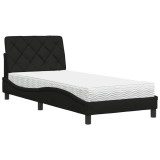 Cumpara ieftin Pat cu saltea, negru, 90x200 cm, textil