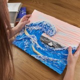 Set pictura 3D cu argila usoara, 30 40cm - Waves, Okto