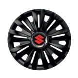 Set 4 capace roti Negre Cu Inel Cromat Royal R16 Compatibil Cu Suzuki