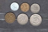 CEHOSLOVACIA 1974-1978 - LOT 6 MONEDE 10, 20, 50 HALERU, 1, 2, 5 KORUN (1), Europa