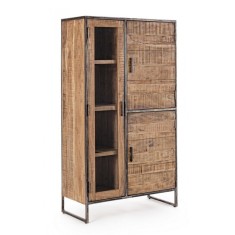 Comoda cu vitrina lemn maro Elmer 90x40x160 cm