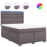 Cumpara ieftin Pat box spring cu saltea, gri, 140x200 cm, piele ecologica