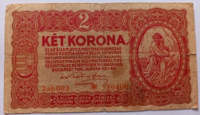 Ungaria , 2 Coroane 1920 foto