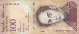 VENEZUELA 100 bolivares 29 octombrie 2013 VF+!!!