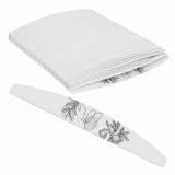 Cumpara ieftin Set 100 pile unghii, albe 18 x 3 cm, granulatie 100 180, forma curbata, hartie abraziva cu spuma si miez de intarire, pentru manichiura si pedichiura