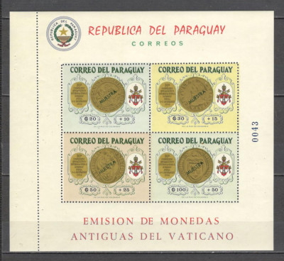 Paraguay.1964 Congres eucharistic Bombay:Monede-Bl. CP.2 foto