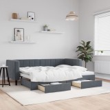 VidaXL Pat de zi cu extensie și sertare gri &icirc;nchis 80x200 cm catifea