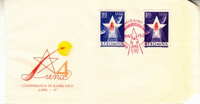 C12 - FDC Romania - Cosmonautica in slujba pacii - Luna 4 - LP559 - 1963 foto