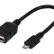 Cablu OTG USB 2.0, USB A la Micro USB, 0.2m, Negru