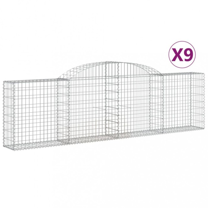 Cosuri gabion arcuite 9 buc., 300x30x80/100 cm, fier galvanizat