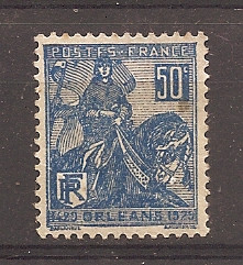 Franta 1929 - Jeanne d&amp;#039;Arc, (cu șarnieră), MH foto