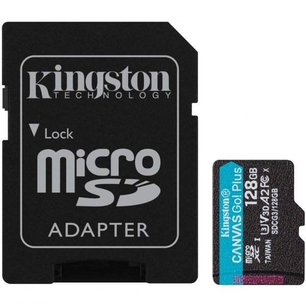 Card Memorie microSDXC Kingston Canvas Go Plus Android A2, 128Gb, Clasa 10 / UHS-1 U3, Cu Adaptor SDCG3/128GB