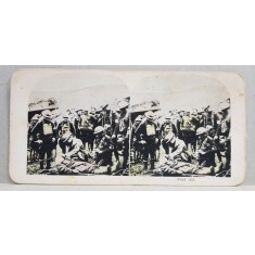 SOLDATI AMERICANI INVATAND PRIMUL AJUTOR , FOTOGRAFIE STEREOSCOPICA , POLICROMA, PE CARTON , PRIMUL RAZBOI MONDIAL