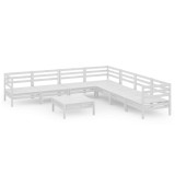 Cumpara ieftin Set mobilier de gradina, 8 piese, alb, lemn masiv de pin