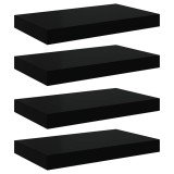 Cumpara ieftin Rafturi de perete suspendate, 4 buc., negru, 40x23,5x3,8 cm, MDF