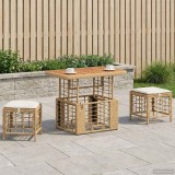 vidaXL Set de masă pentru grădină cu pernă 3 pcs Natur și Alb 42026761