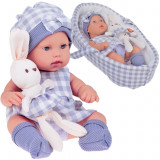 Păpușă pentru copii nou-născut &icirc;mbrăcat gri capac rochie mascotă iepure ZA5007