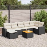 vidaXL Set mobilier de grădină cu perne, 8 piese, negru, poliratan 3325794