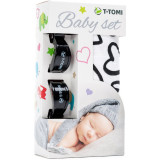 T-TOMI Baby Set Black Hearts set cadou pentru copii 3 buc