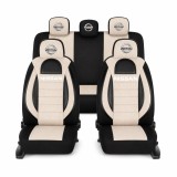 Set Huse Scaune Universale Racing, Bej cu Negru Personalizate cu Nissan