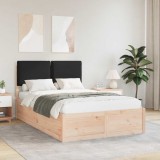 vidaXL Cadru de pat cu tăblie tapițată cu headboard Negru 120 x 200 cm 3405519