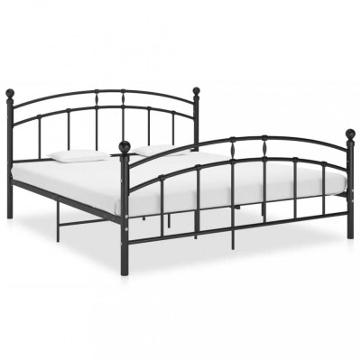 vidaXL Cadru de pat, negru, 140x200 cm, metal foto