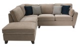 Coltar fix cu taburet, tapitat cu stofa, cu sezlong pe stanga Cantrell Beige, l250xA215xH92 cm