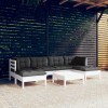 Gossi set mobilier de gradina cu perne, 7 piese, alb, lemn de pin