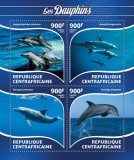 AFRICA CENTRALA 2015 - Delfini /set complet-bloc + colita MNH (2 imagini), Nestampilat