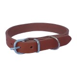 Zgarda Caini Piele Naturala Maro, Ajustabila 30-39cm, 50cm x 2cm, Talie Medie S-M