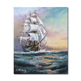 Tablou Velier pictat manual, 50x40cm pictura ulei pe panza, gata de agatat pe perete