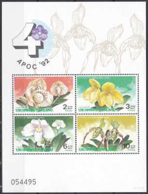 DB1 Flora Thailanda Tailanda Orhidee 1992 MS MNH foto