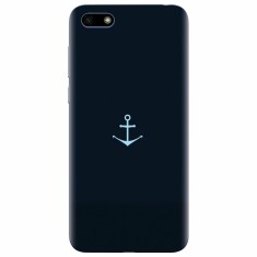 Husa silicon pentru Huawei Y5 Prime 2018, Blue Navy Anchor Illustration Flat