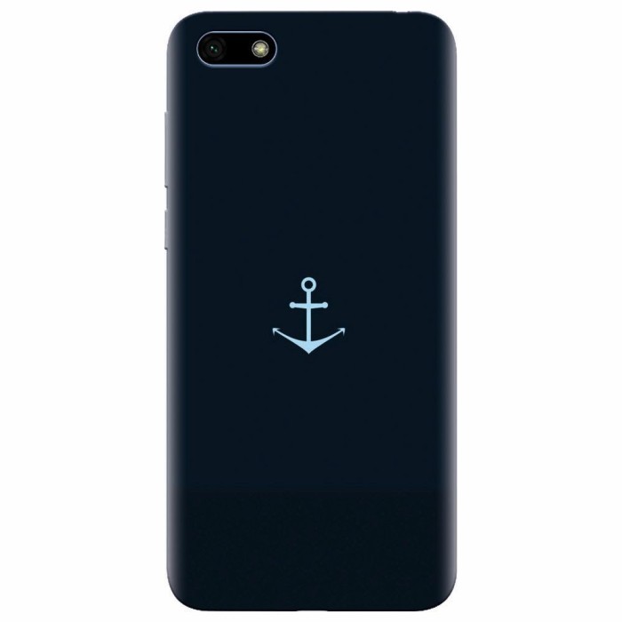 Husa silicon pentru Huawei Y5 Prime 2018, Blue Navy Anchor Illustration Flat