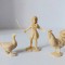 Fetita cu cocos si gasca, lot 3 figurine vintage West Germany, plastic alb