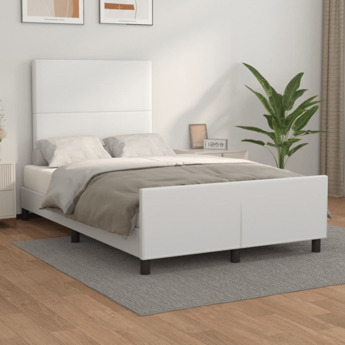 vidaXL Cadru de pat cu tăblie, alb, 120x200 cm, piele ecologică 3125440