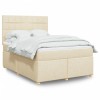 VidaXL Pat continental cu saltea, crem, 140x200 cm, material textil 3291308