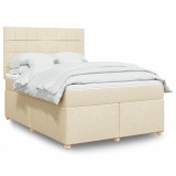 VidaXL Pat continental cu saltea, crem, 140x200 cm, material textil 3291308