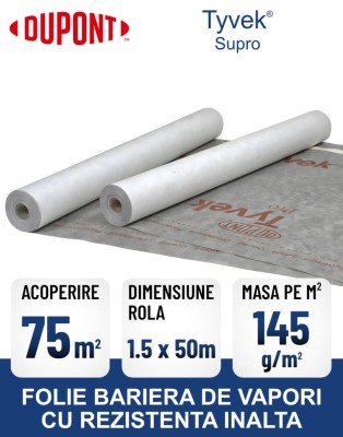 Folie bariera de vapori DUPONT Tyvek Supro foto