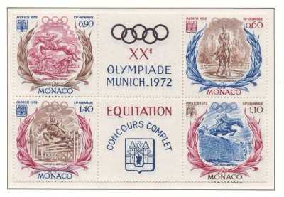 Monaco 1972 Mi 1045/48 block of 6 MNH - Jocurile Olimpice vara, Munchen foto