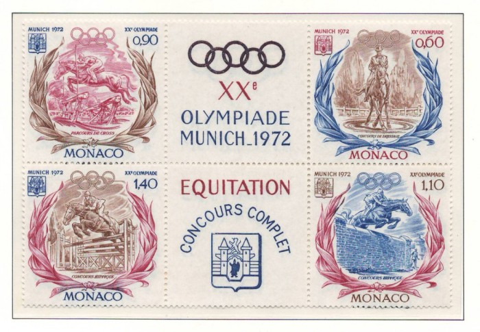 Monaco 1972 Mi 1045/48 block of 6 MNH - Jocurile Olimpice vara, Munchen