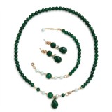 Cumpara ieftin Set Lilou din agat verde smarald și cuarț