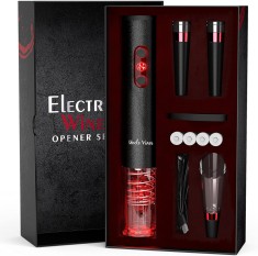 Deschizator de vin Ectric cu incarcator ?i baterii Set cadou - Kit de sarbatori de Craciun de Ziua Recuno?tin?ei cu taietor de folie Uncle Viner G106D foto