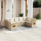 vidaXL Set canapele de grădină, 9 piese, cu perne, bej, poliratan 3227115